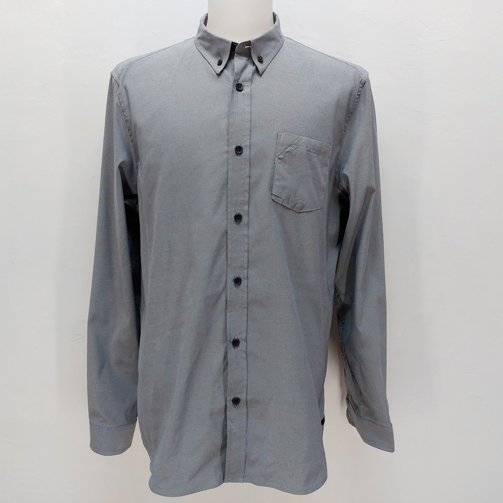 Oakley Button Down Shirt Men's XL Gray Slim Fit Techwear Performance Minimalist
